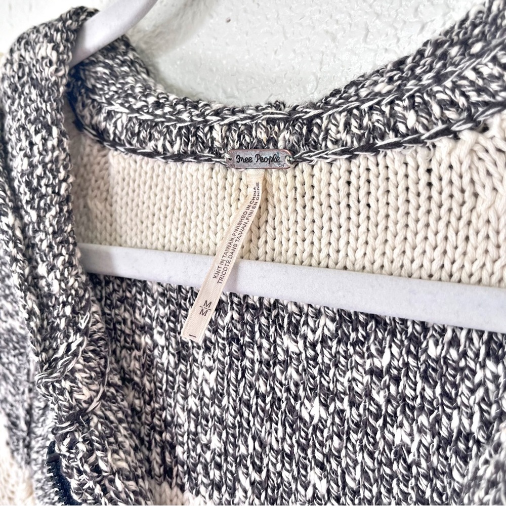 Free People Regatta Striped Hooded Zip Front Sweater Sleeveless Medium - Picture 7 of 12